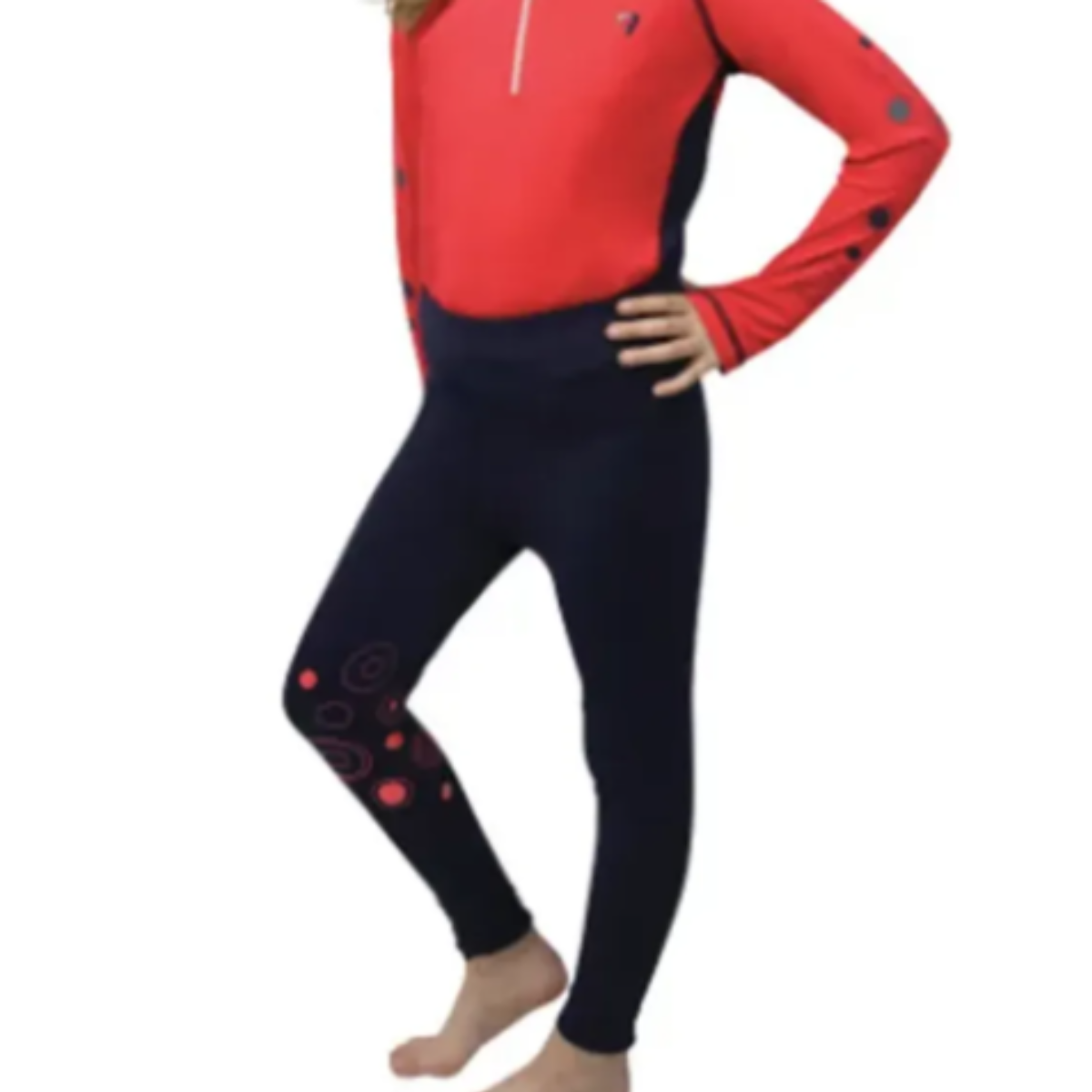 Hy Equestrian DynaMizs Ecliptic Riding Tights - Red/Navy