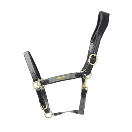 Coldstream Bathan Leather Headcollar - Black/Grey