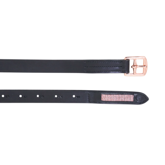 Hy Equestrian Rosciano Rose Gold Stirrup Leathers - Black