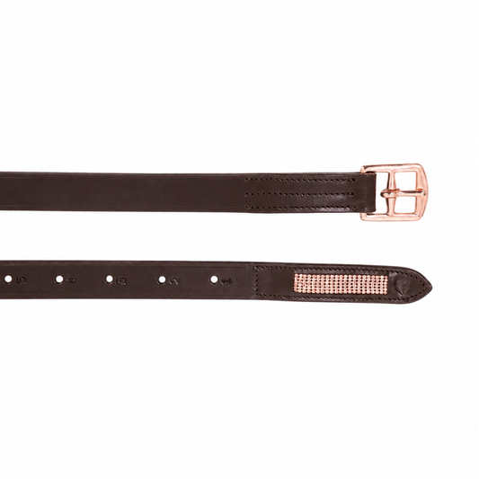 Hy Equestrian Rosciano Rose Gold Stirrup Leathers - Brown