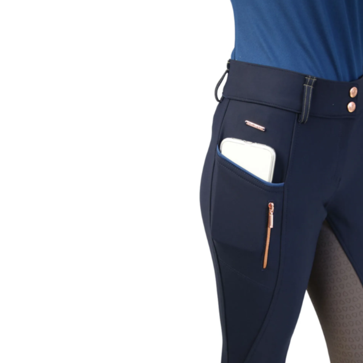 Hy Equestrian Highbury Collection Breeches - Navy/Taupe/Rose Gold