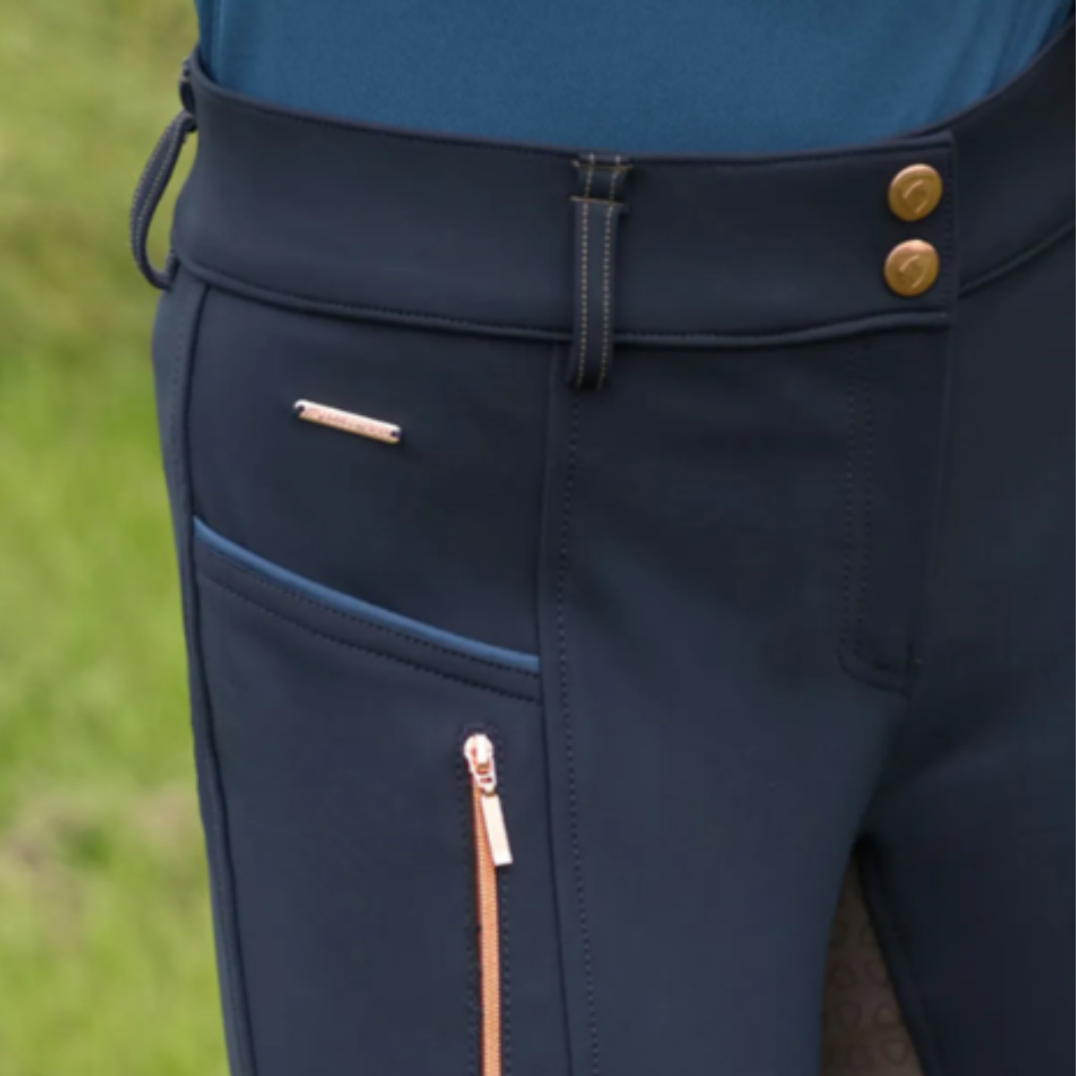 Hy Equestrian Highbury Collection Breeches - Navy/Taupe/Rose Gold