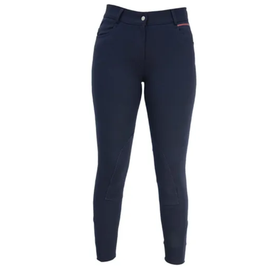 Hy Equestrian Signature Breeches - Marine Blue/Red