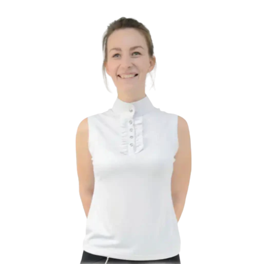 HyFashion Katherine Ruffle Sleeveless Show Shirt- White