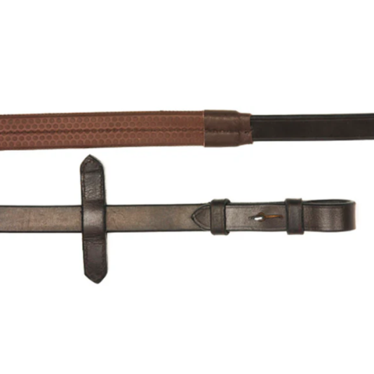 Mackey Classic Leather 3/4" Rubber Grip Reins - Black