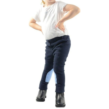 Hy Equestrian Fleece Tots Jodhpurs Navy/Sky Blue